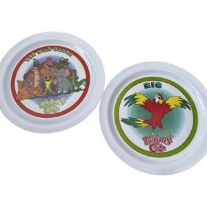 Vintage Nostalgic Rainforest Cafe Set Of 2 Plates Rio And Wild Bunch 2002 10in